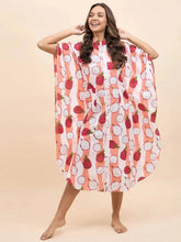 Long Kaftan Dress in Peach and Pink Dragonfruit Print